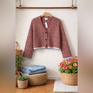Sundry Cardigan Sweater in Red Rock